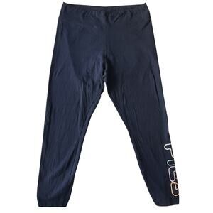 FILA Women Activewear Pants XL Navy Yoga Legging Logo 24" Inseam Capri 30” Waist
